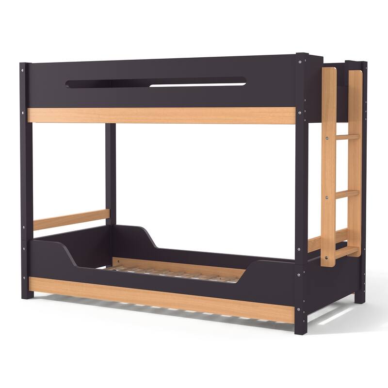 Furniture of America Zyric Purple Mauve Solid Wood Twin over Twin Low Profile Bunk Bed