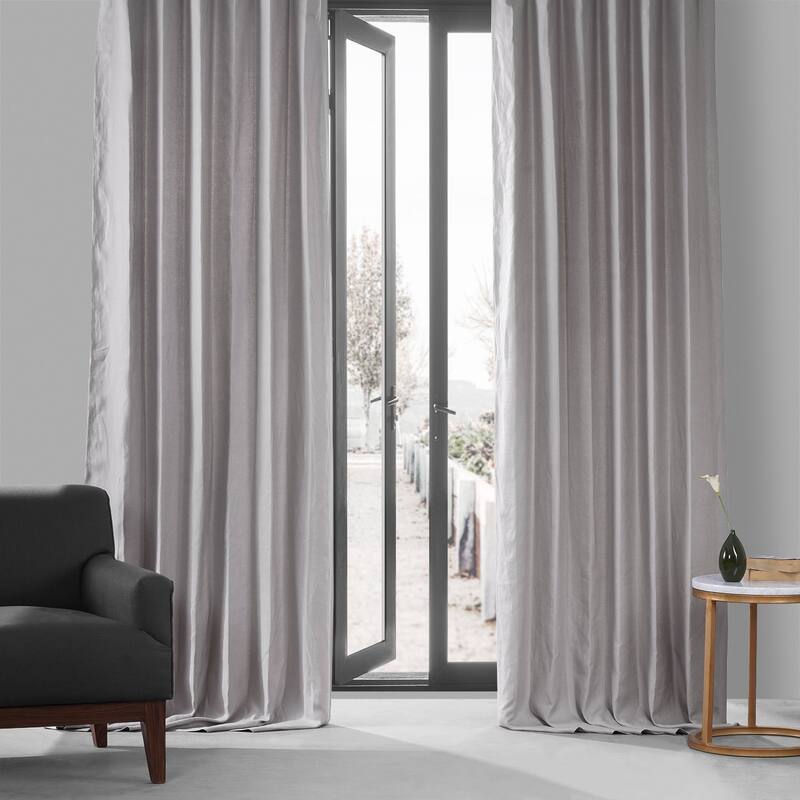 Exclusive Fabrics French Linen Room Darkening Curtains Panel - Elegant luxurious Drapes (1 Panel) - 50 X 120 - Earl Grey