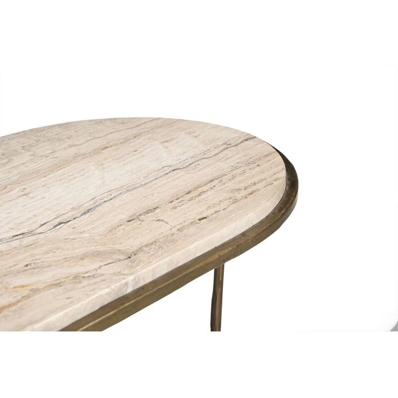 Furniture Classics Beale Gold Iron and Marble Coffee Table Inlaid