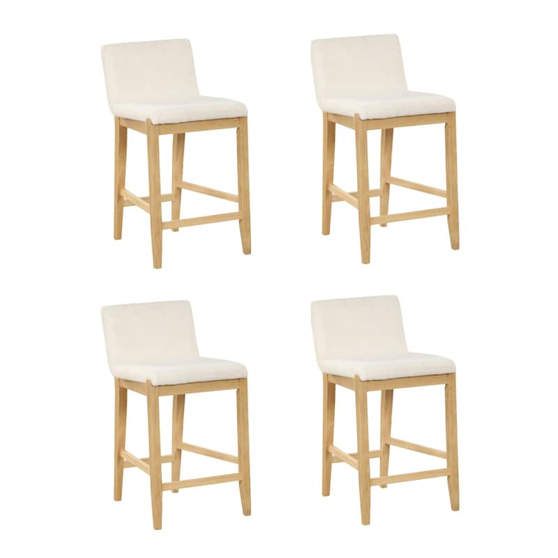 Gracie Modern Bar Stool, Boucle Upholstered Chair and Brushed Wooden Legs