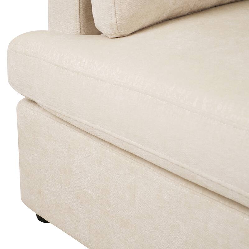 Beige Modern 37" Accent chair with Plastic Legs and Pillows for Living Room