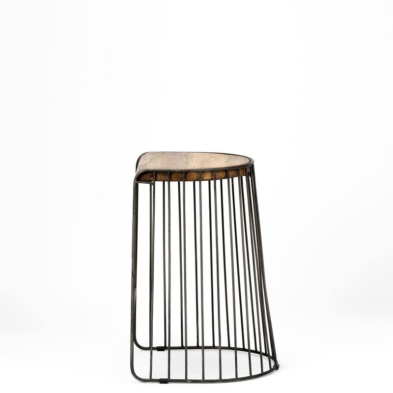 Seagram Brown Solid Solid Wood Seat with Black Metal Frame Counter Stool