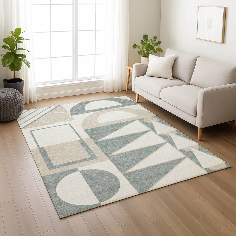 Machine Washable Indoor/ Outdoor Modern Crowley Chantille Rug