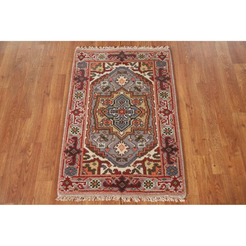 Gray Heriz Serapi Indian Accent Area Rug Hand-knotted Wool Carpet - 2'0"x 3'0"