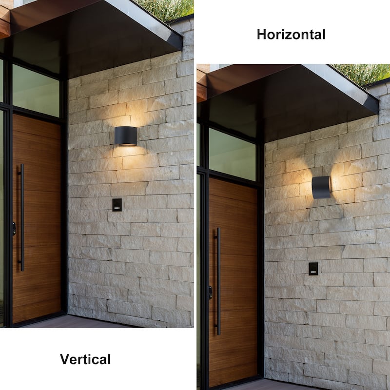 Modern 1-Light Cylinder LED Outdoor Wall Light - 4.5-in H x 5.8-in W x 5.1-in D