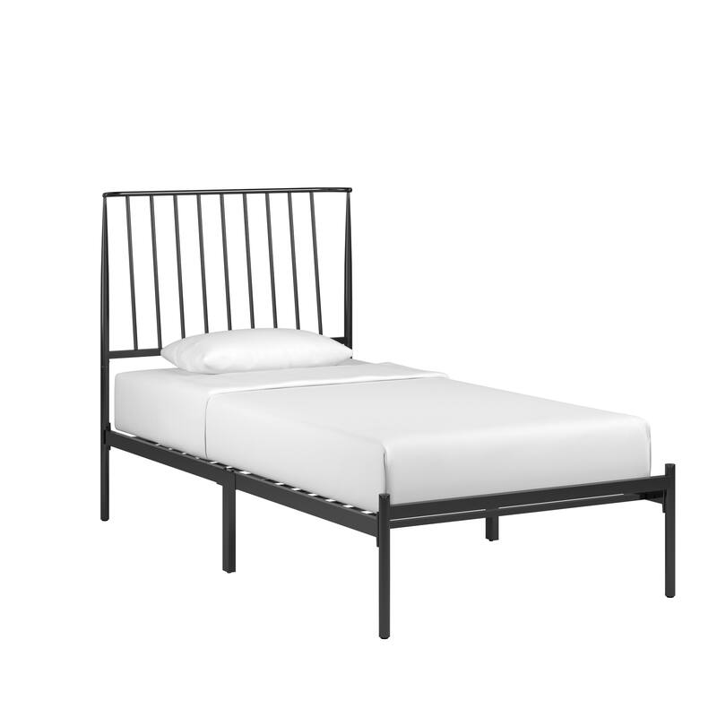 Bliss Metal Platform Bed with Curved Metal Headboard by iQ Modern - Black - Twin