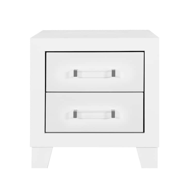 22" White Two Drawer Wood Nightstand