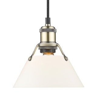 Yep by Golden Lighting Orwell 1-light 8in Pendant in Aged Brass and Opal Glass - Gold