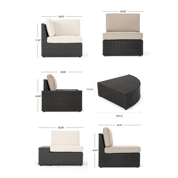 Santa Cruz Outdoor 10piece Wicker Sectional Sofa Set with Cushions by