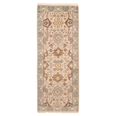 ECARPETGALLERY Hand-knotted Royal Oushak Light Grey Wool Rug - 2'8 x 7'1