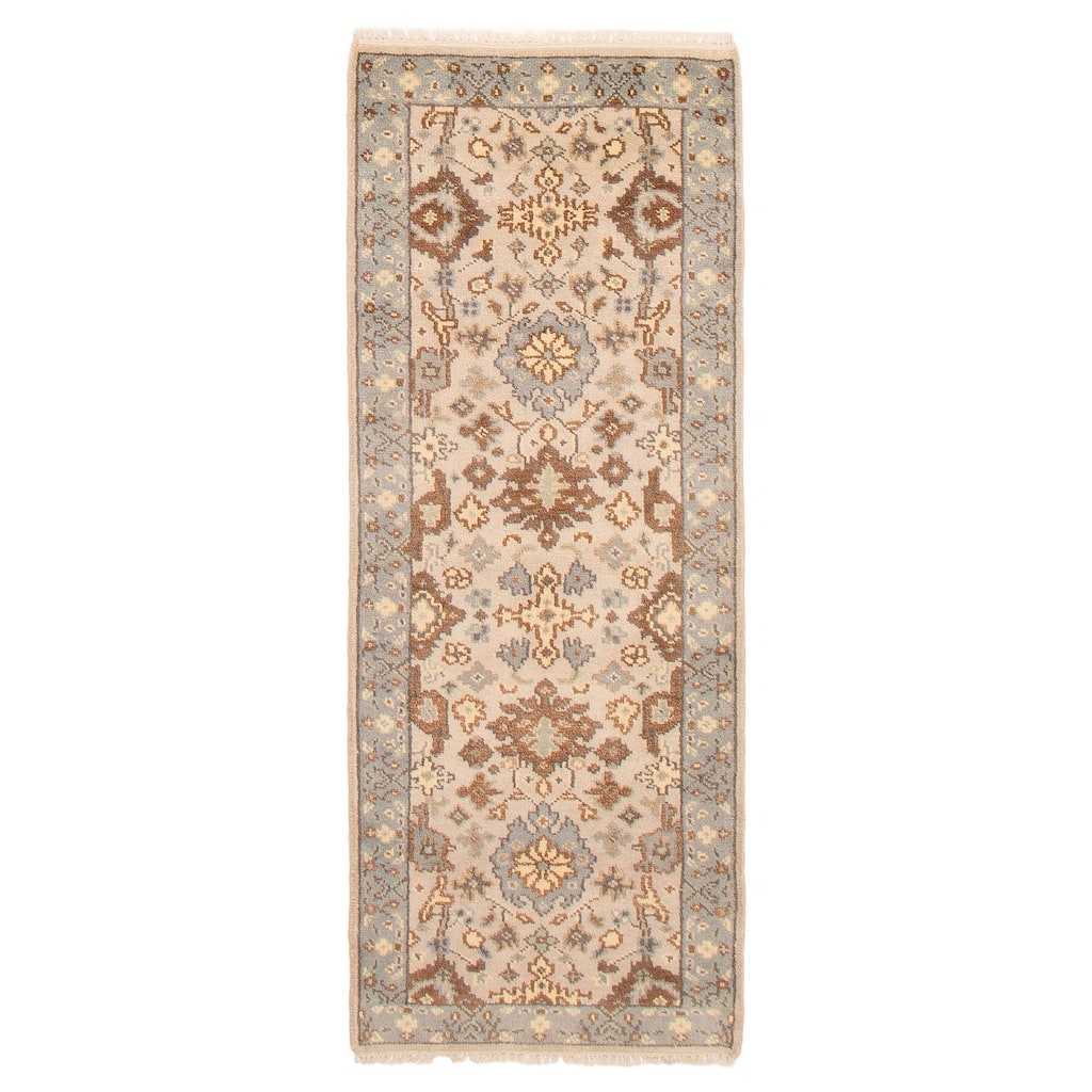ECARPETGALLERY Hand-knotted Royal Oushak Light Grey Wool Rug - 2'8 x 7'1