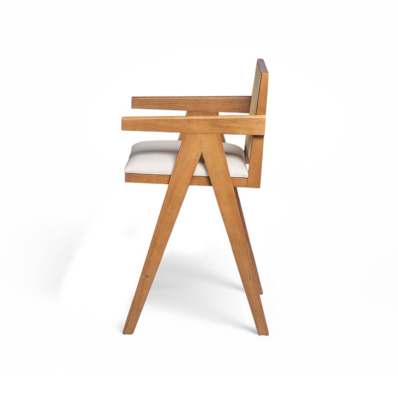 Bar Height Stool Dining Chair with Breathable Cane Back and Cushioned Seat, Woven Counter Stool for Dining Room