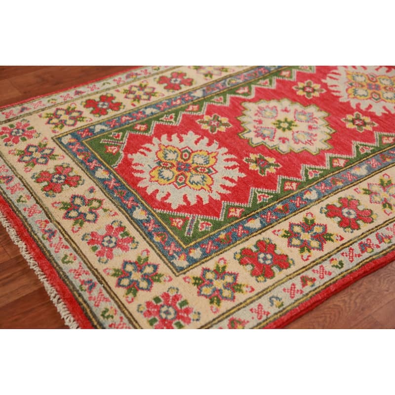Traditional / Geometric Kazak Foyer Rug Handmade Wool Carpet - 2'7"x 4'0"