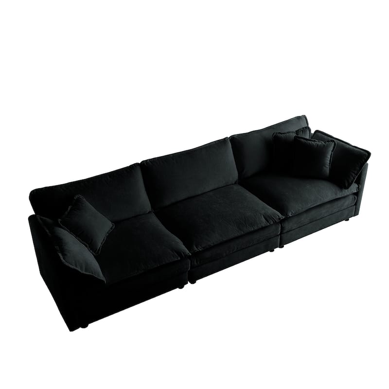Real Relax Chenille Modular Sofa: 3-Seat L-Shaped Convertible Sectional for Living Room | 112" with Removable Pillows