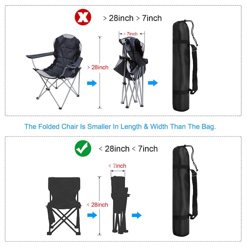 28" Camp Chair Replacement Bag Folding Camping Chair Carry Bag with Strap - Black - 28 Inch