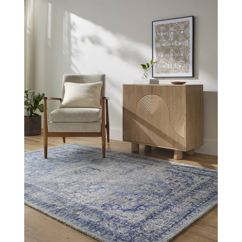 Livabliss Unique Traditional Medallion Area Rug - Blue - 5' x 7' 6"