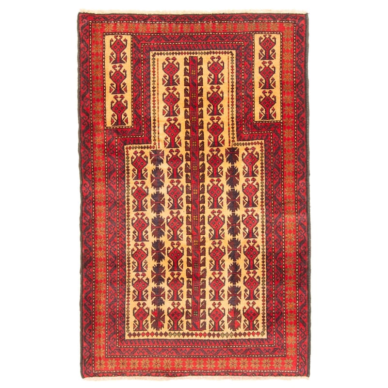 ECARPETGALLERY Hand-knotted Teimani Light Brown Wool Rug - 2'11 x 4'8