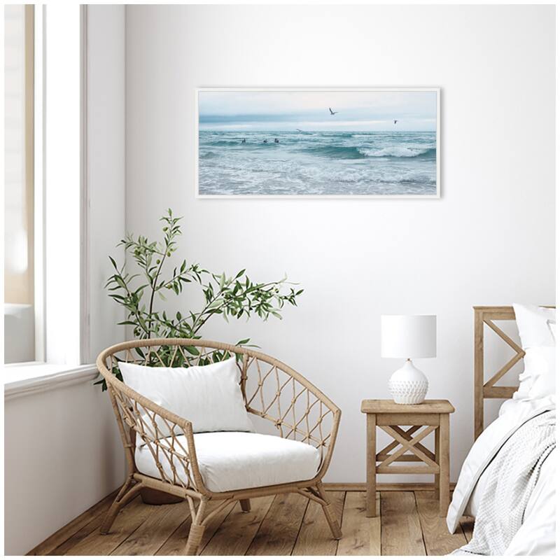 Kate and Laurel Ocean Swim Panel by Stephanie Klatt Framed Canvas Wall Art Print