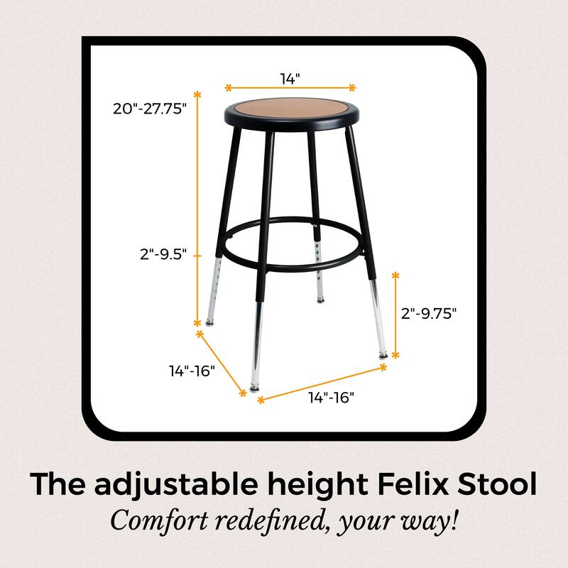 Hampden Furnishings Felix Collection Height Adjustable Steel Stool, AssemblyReady