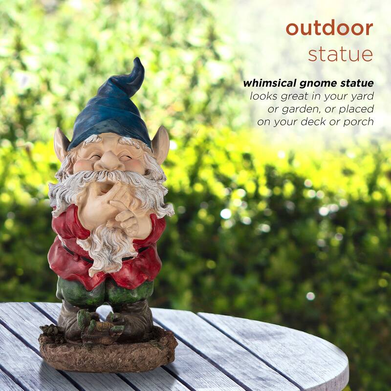 Gnome Folding Hands Looking Up Garden Statue