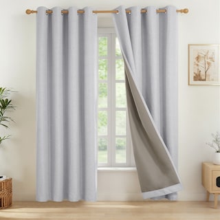 Deconovo Linen Blackout Curtains Grommet Drapes for Living Room 2 Panels