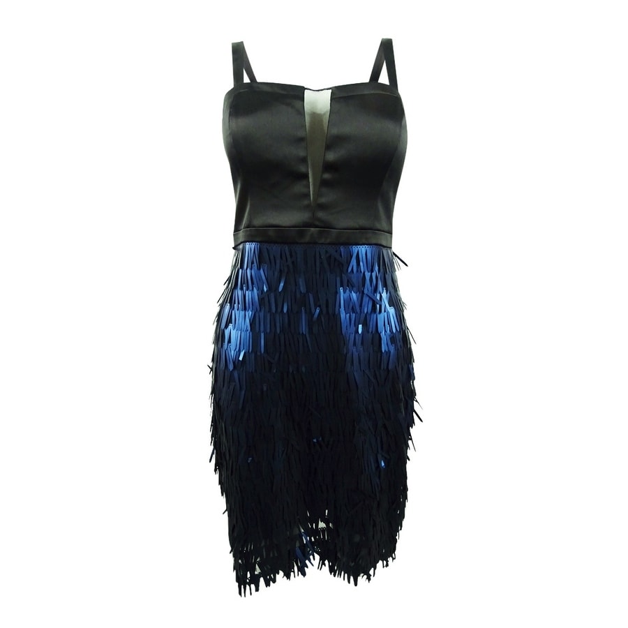 Towie black sequin deals fringe bodycon dress