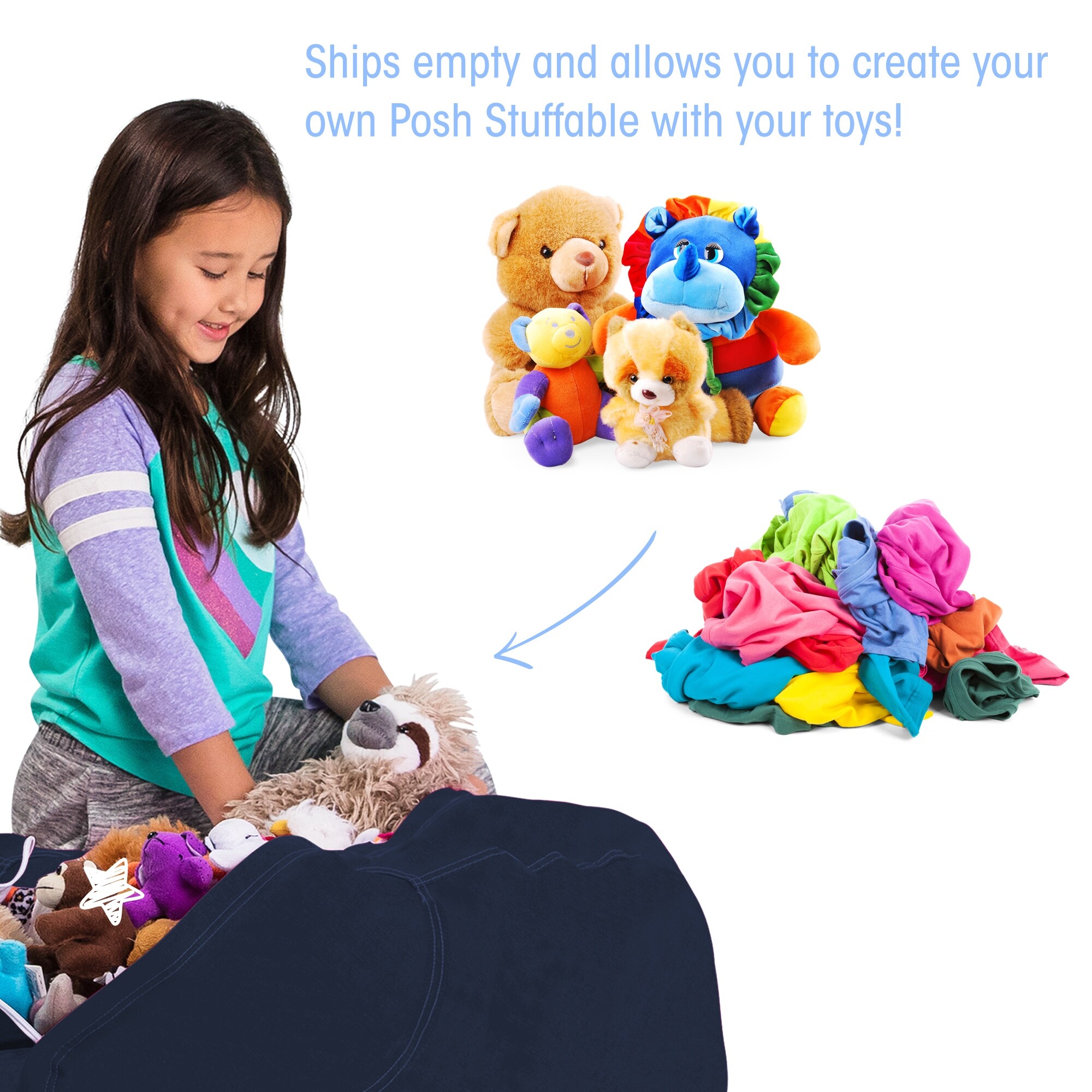 Kids Stuffed Animal Storage Bean Bag Chair Cover or Toy Organizer