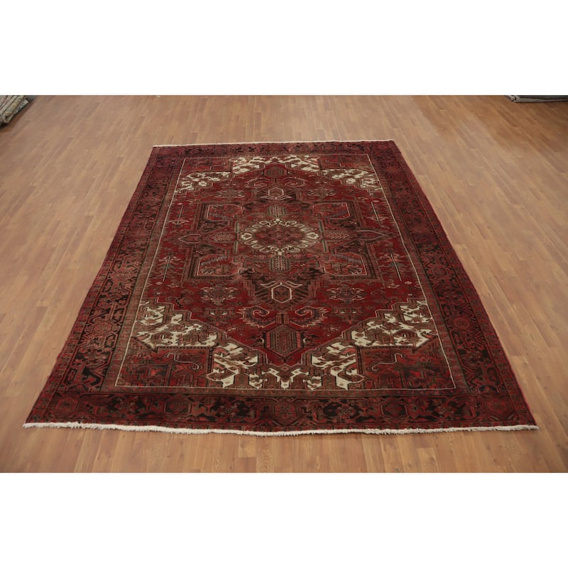 Hand Knotted Oriental 100% Wool Carpet Traditional Medallion Red Heriz Area Rug - 10' 1'' X 8' 2''