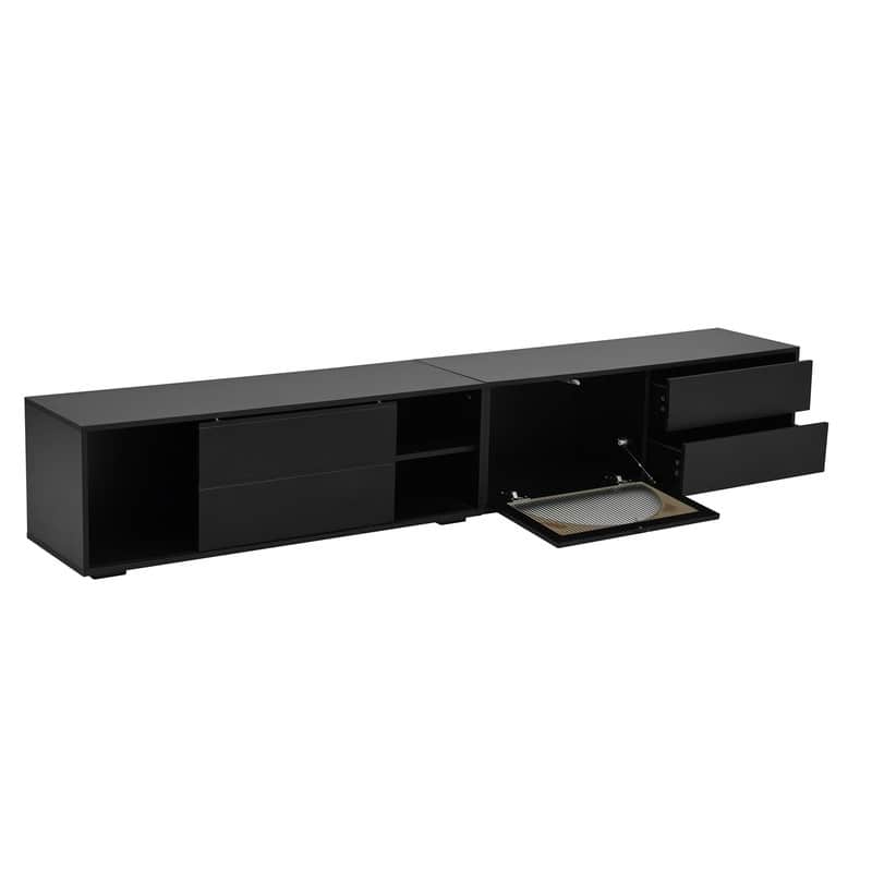 94.4" Modern TV Stand with LED Lights, Fluted Glass Doors & Drawers - Media Console for TVs Up to 100 inches