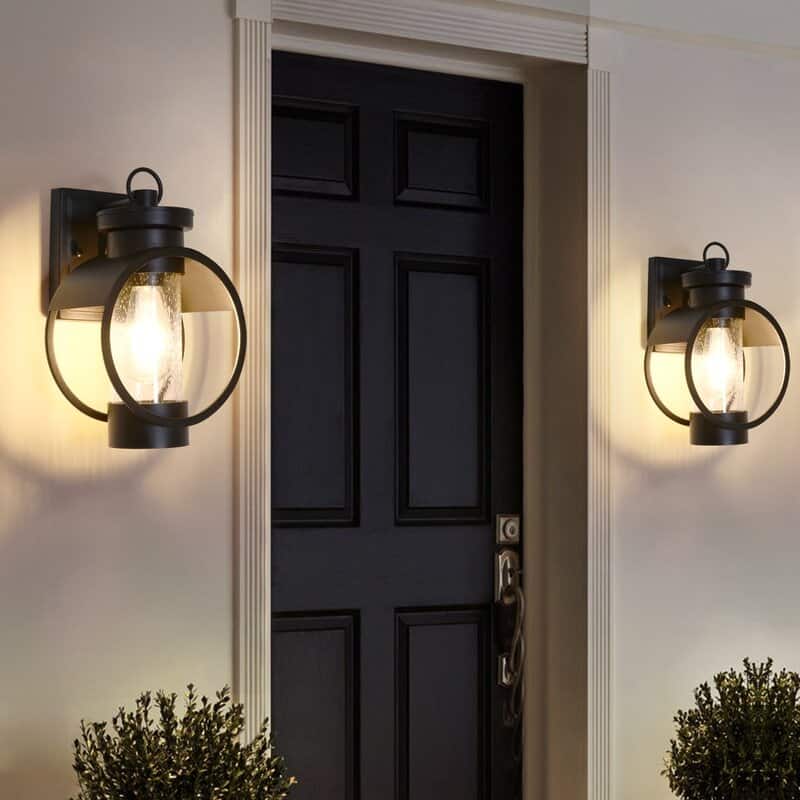 Maxax Black 11.8'' H Outdoor Wall Lantern with Dusk to Dawn (Set of 2)