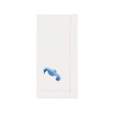 Seaside Splendor Embroidered Seahorse Napkin (Set of 6) - 20"x20"