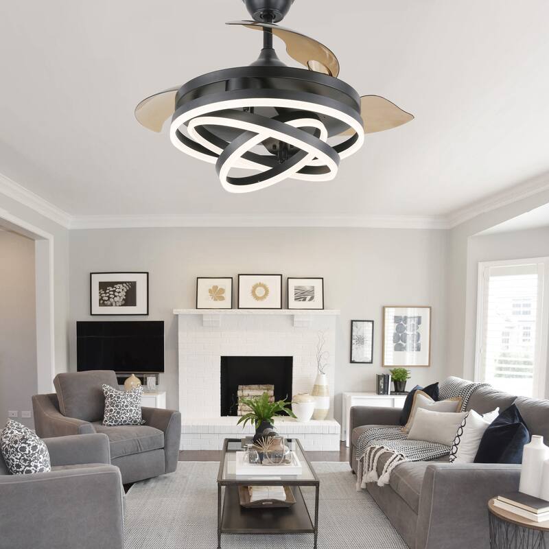 Oaks Aura 42in. LED DIY Shape Modern Ring Ceiling Fan With Lights, 6-Speed Latest DC Motor Remote Control Rose Ceiling Fan
