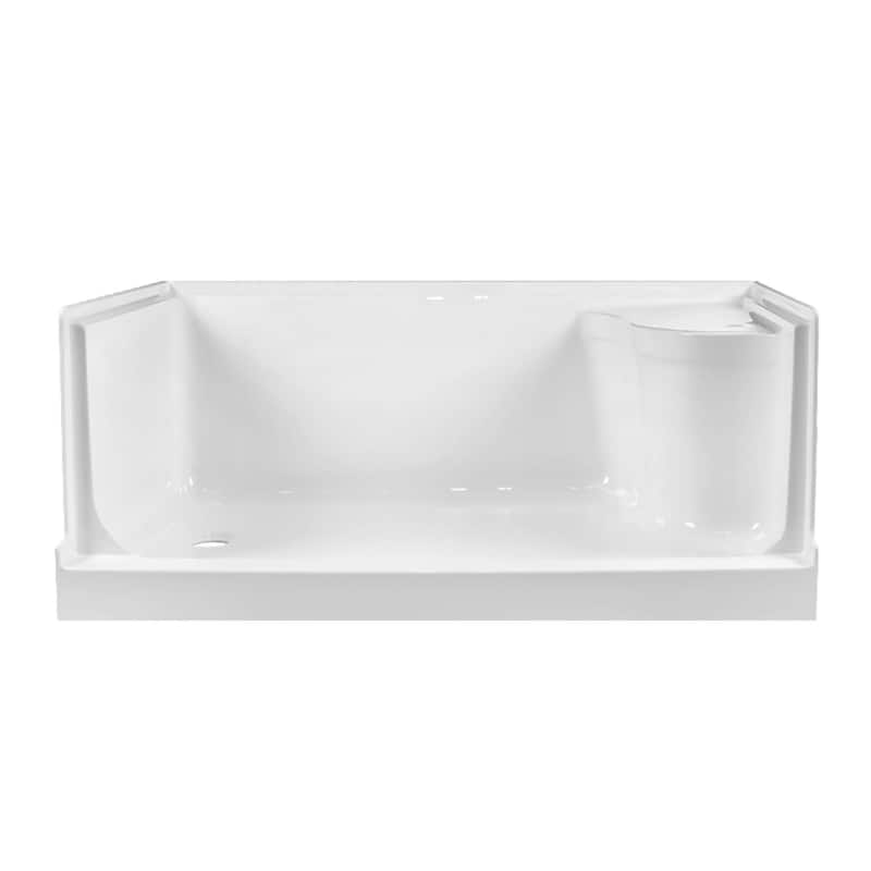 Fine Fixtures Single Threshold Acrylic Non-Slip Shower Base With Seat - 60 x 32