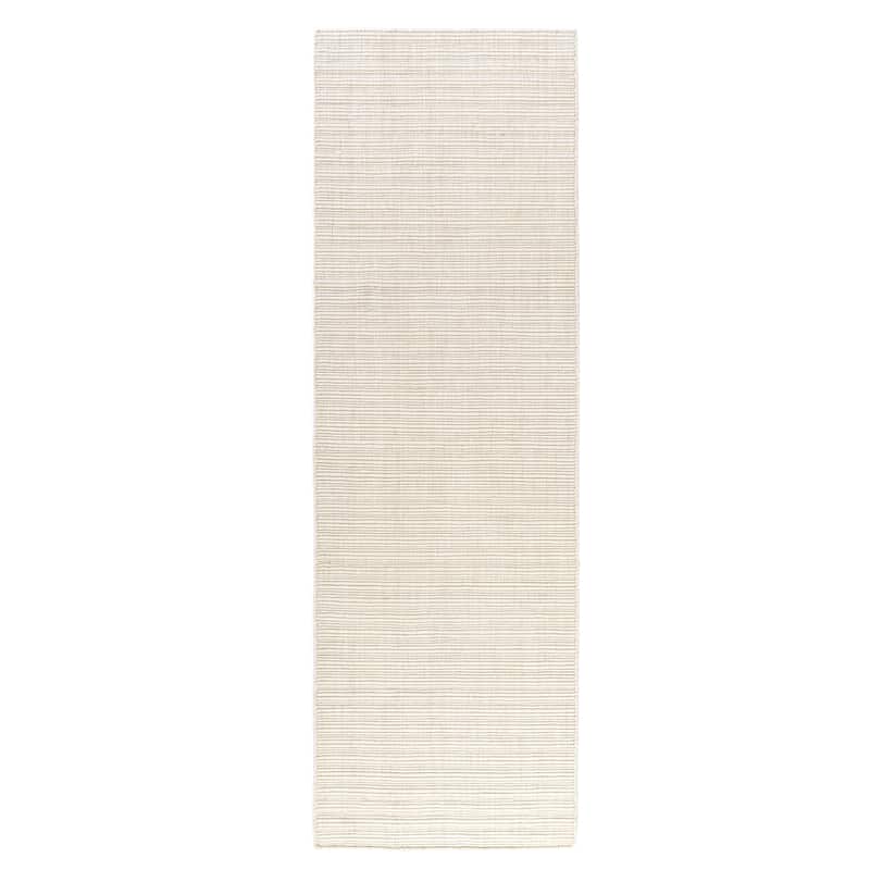 Sevita Solid Casual Hand-Woven Woolen Area Rug - 2'6" x 8' - Ivory