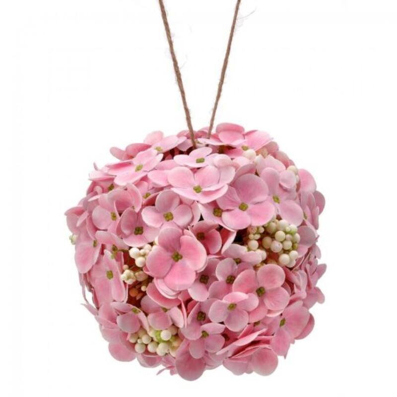 Pink Hydrangea With Berries Hanging Ball Artificial Flower