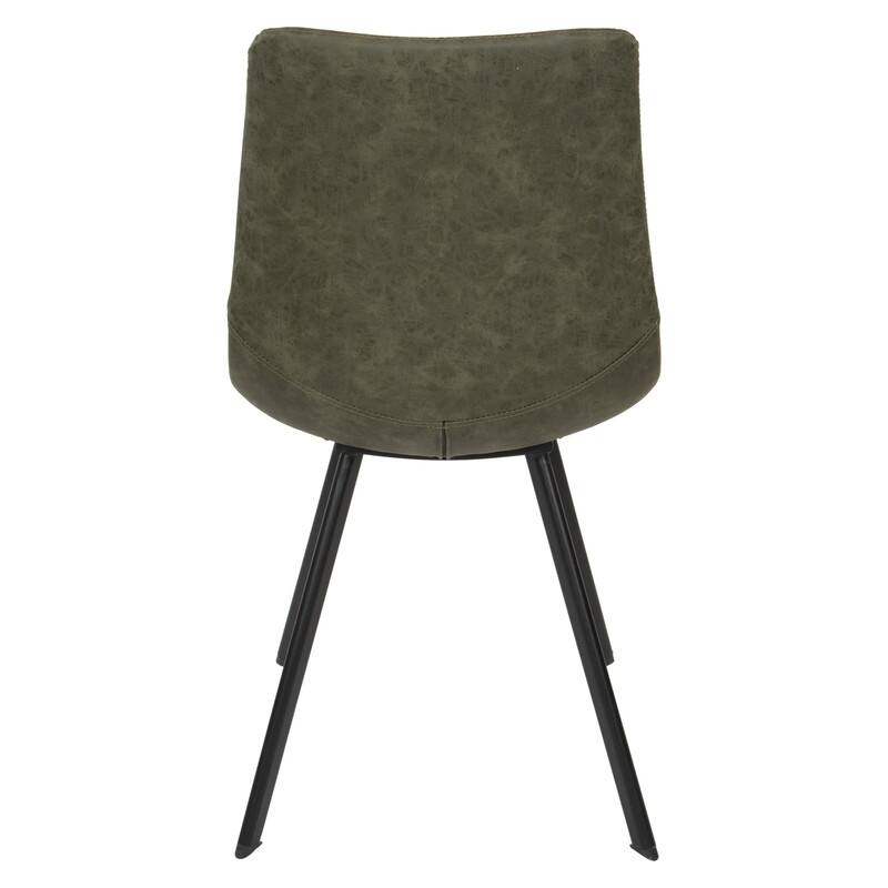 Markley Dining Chair with Leather Seat in Black Steel Legs, Scratch-Resistant, Ergonomic & Comfortable Modern Kitchen Chair