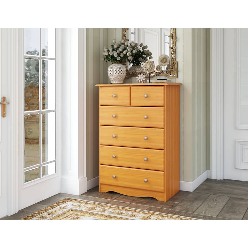 Palace Imports Solid Wood 6-Drawer Chest with Metal or Wooden Knobs