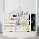 preview thumbnail 1 of 41, Full Size Wood House Bed Frame with Trundle & Writing Board White - Full