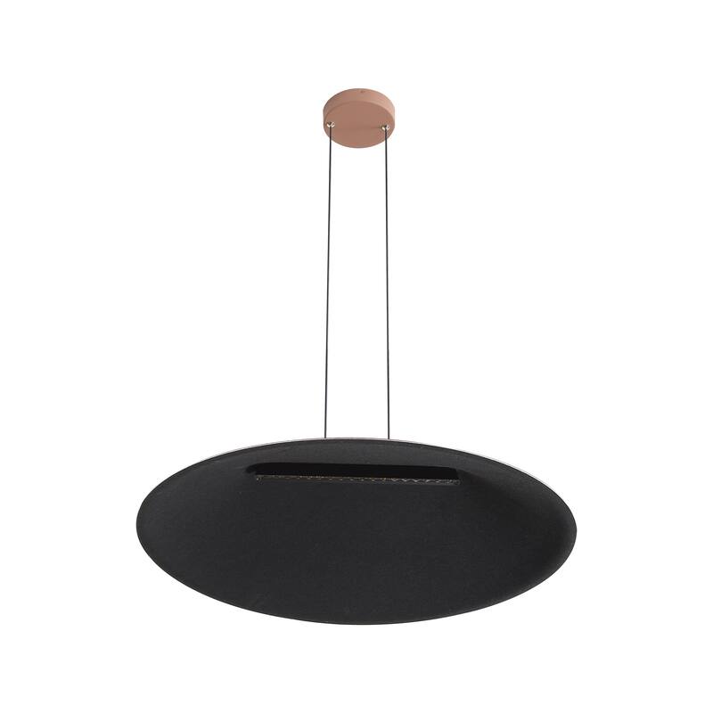 Golden Lighting Faroe 30in Integrated LED Pendant in Coffee/Black Felt - Brown
