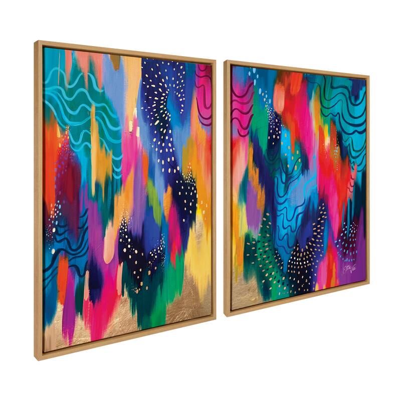 Kate and Laurel Sylvie EV Brushstroke Framed Canvas by Jessi Raulet