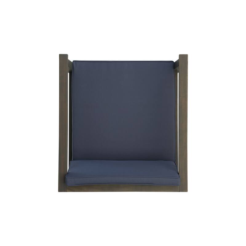 Newbury Club Chair Set of 2 Gray Waterproof Acacia Wood Outdoor Patio Furniture
