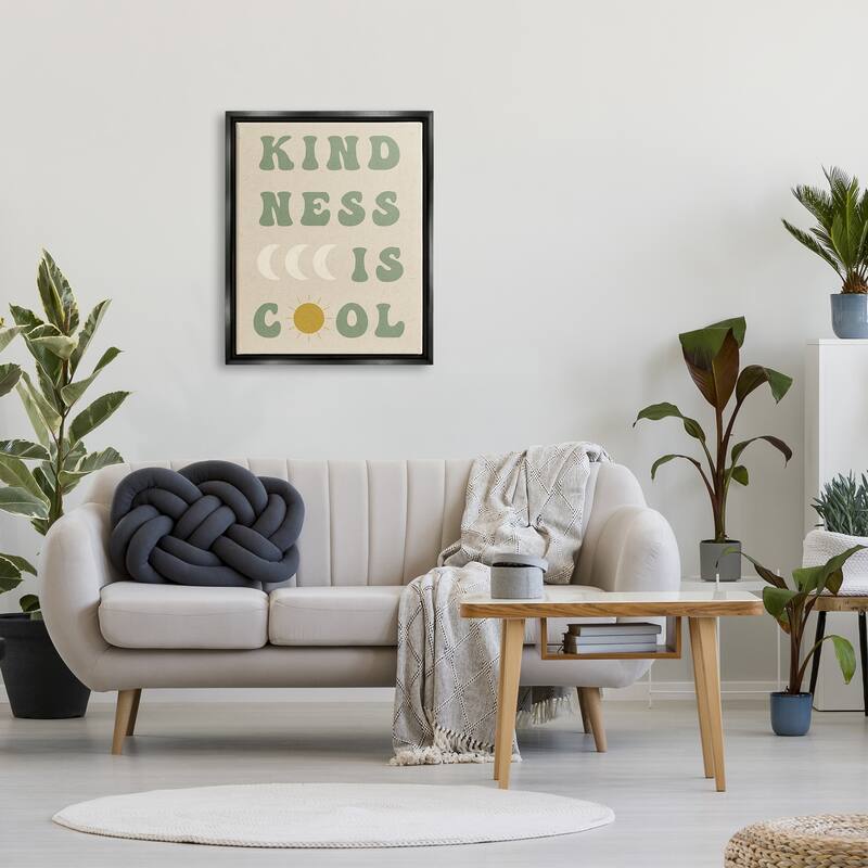 Stupell Kindness Is Cool Phrase Framed Floater Canvas Wall Art Design by Daphne Polselli