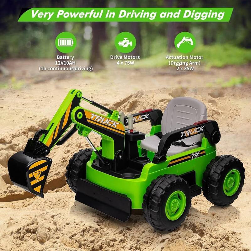 Kids Ride-On Electric Excavator Digger with Remote Control