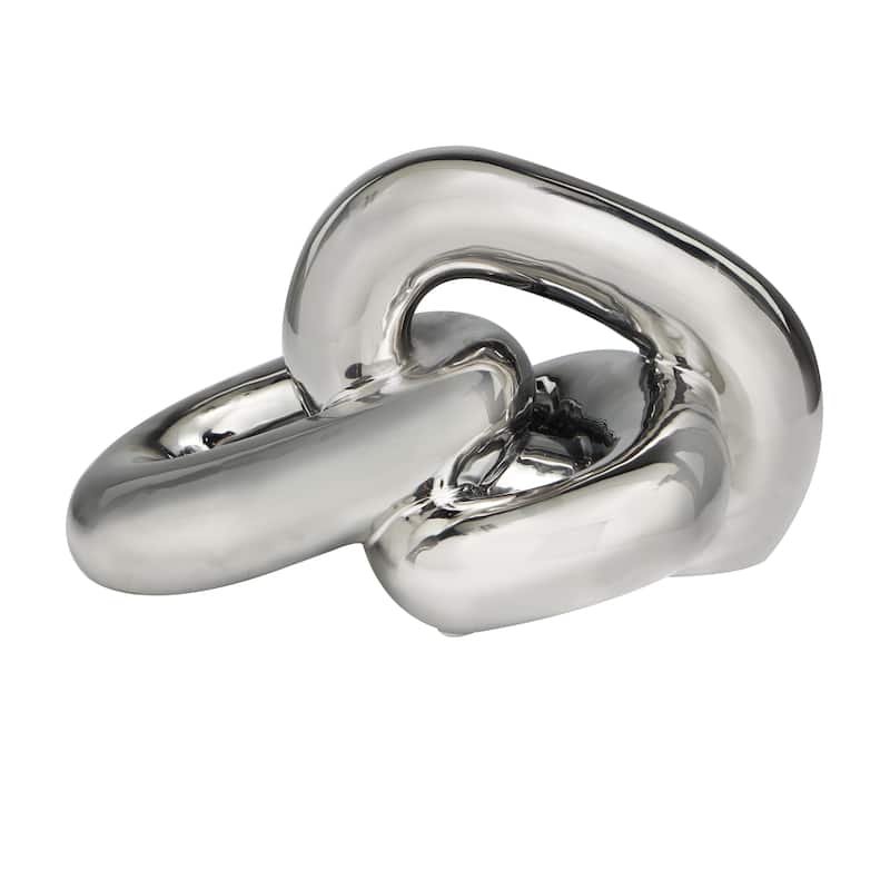 Ceramic Chain 3 Link Decorative Sculpture - Gold, Silver - Roche River Decor
