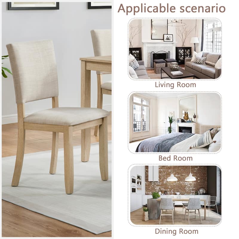Modern Minimalist Dining Chairs Set of 4, Kitchen Chair with Padded Seat, Wooden Upholstered Side Chair for Dining Room