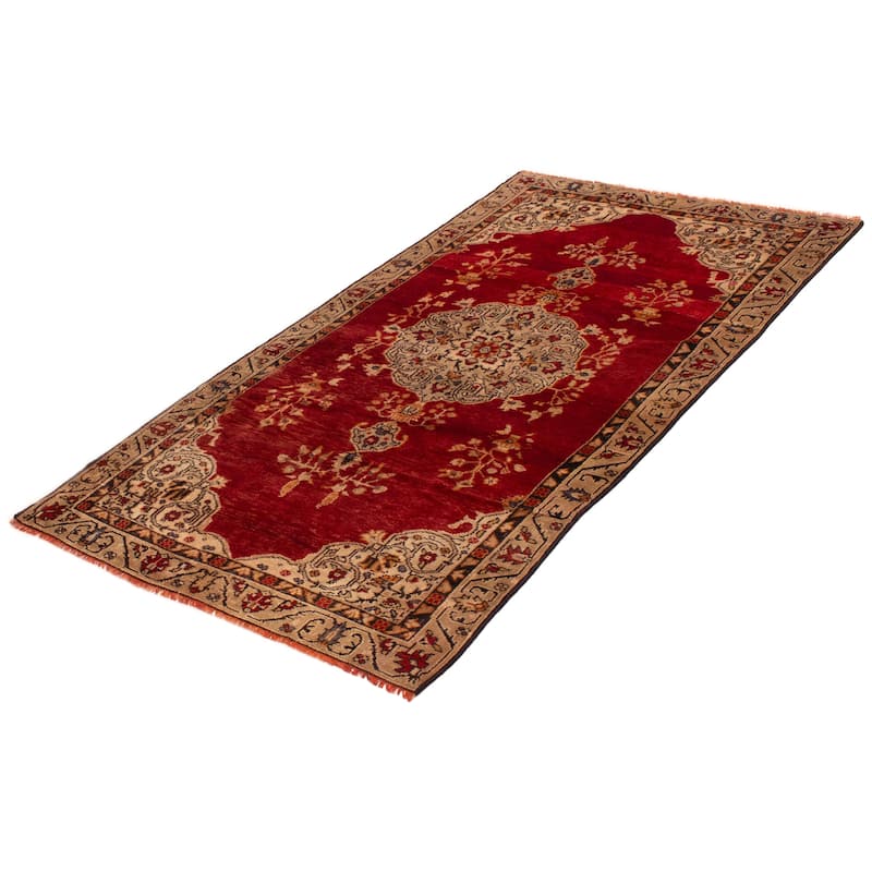 ECARPETGALLERY Hand-knotted Melis Vintage Red Wool Rug - 4'8 x 9'1