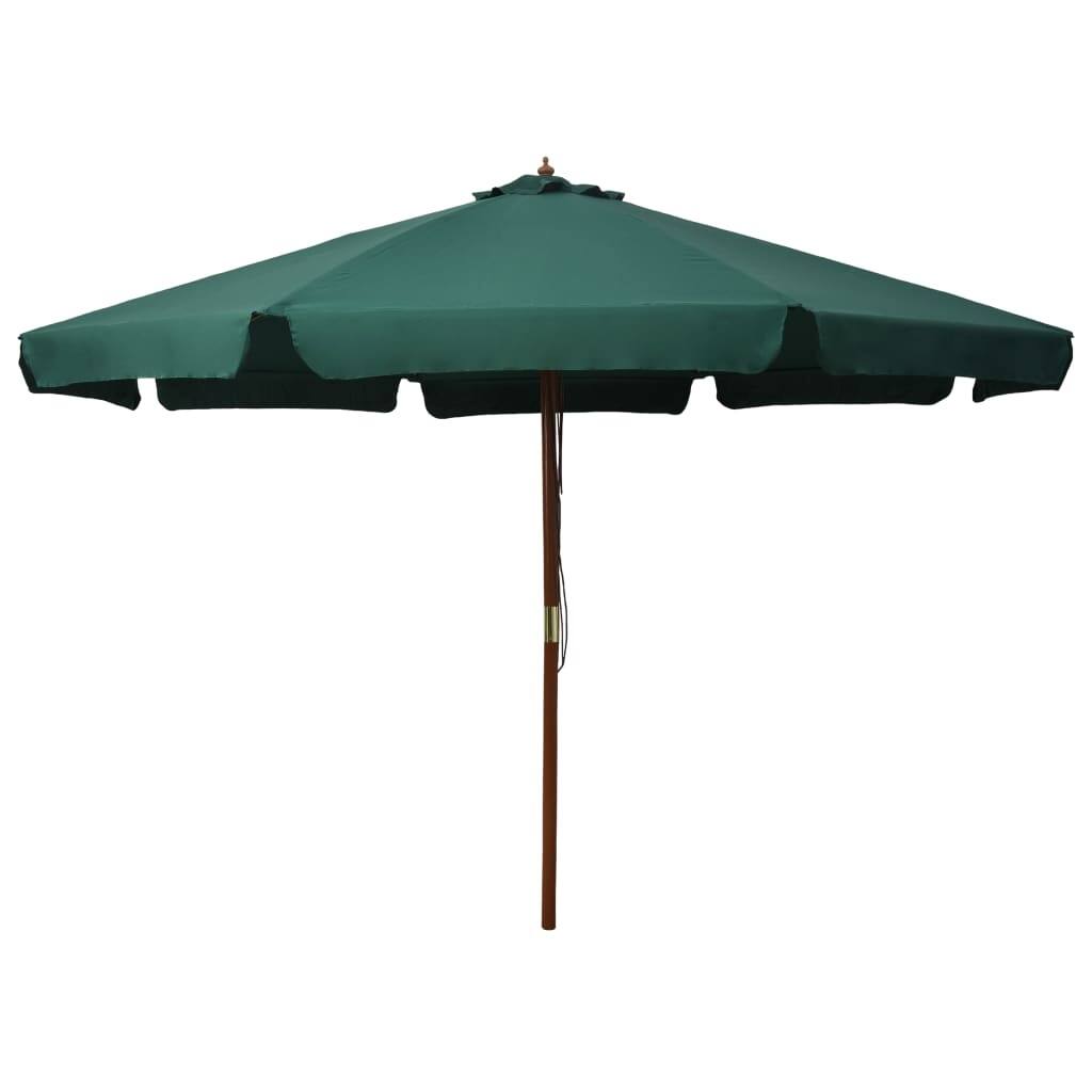 Outdoor Parasol with Wooden Pole 129.9" Green