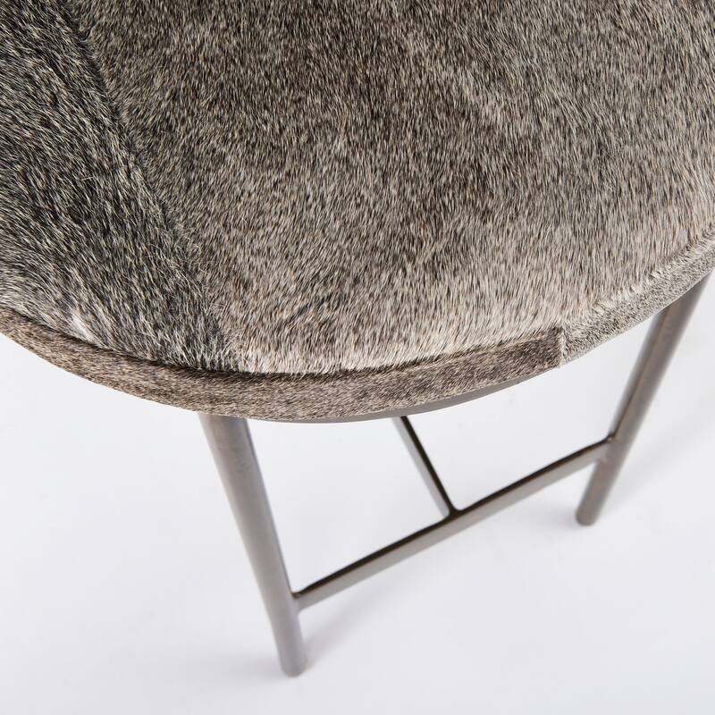 Millie Black Genuine Leather Seat with Nickel Metal Frame Counter Stool