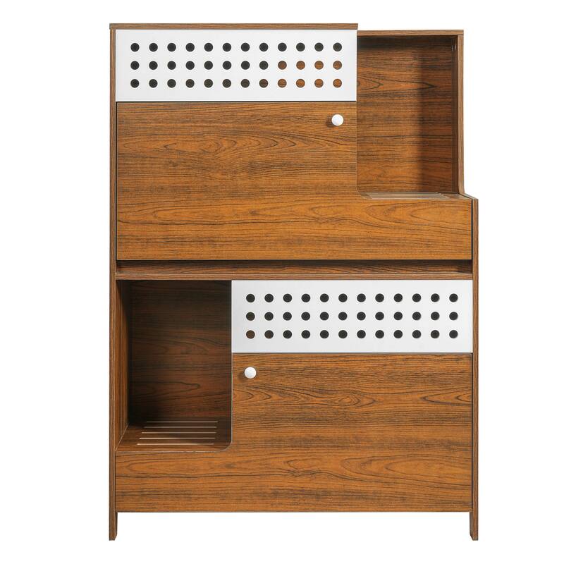 2-Piece of Modern 2 IN 1 Cat Furniture Set, Cat Litter Box Enclosure Side Table, Cat House with Storage