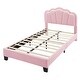 preview thumbnail 10 of 37, Twin Size Upholstered Flower-Shape Bed with LED Light Strip & Ottoman,Sherpa Fabric Platform Bed with Wooden Slats Support,Pink